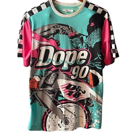 DOPE Graphic Turquoise Jersey Shirt Size S - Picture 1 of 3